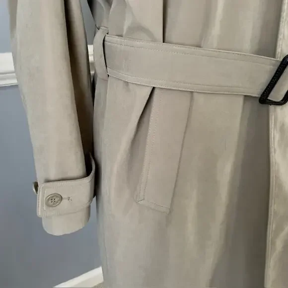 Cianni Cellini Beige Belted Trench Coat Men 38 Short Classic Tailored Outerwear - Picture 11 of 16